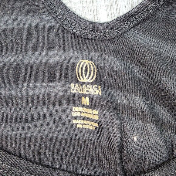 Women's Balance Collection Black with Sheer Stripes Medium Tank Top Keyhole Back - Picture 5 of 6